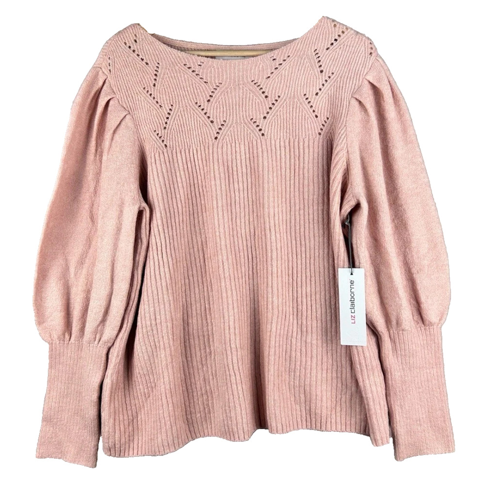 NWT Liz Claiborne Women's Sweater Rose Quartz Feminine Cottage Core Petite Large